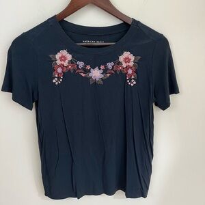 American Eagle Floral Embroidered T-Shirt